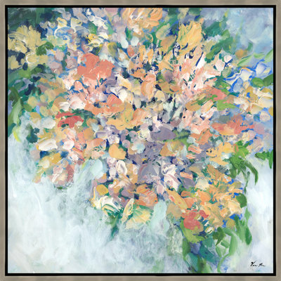 Fleurs orange par Victor Ryan, peinture sur toile encadrée