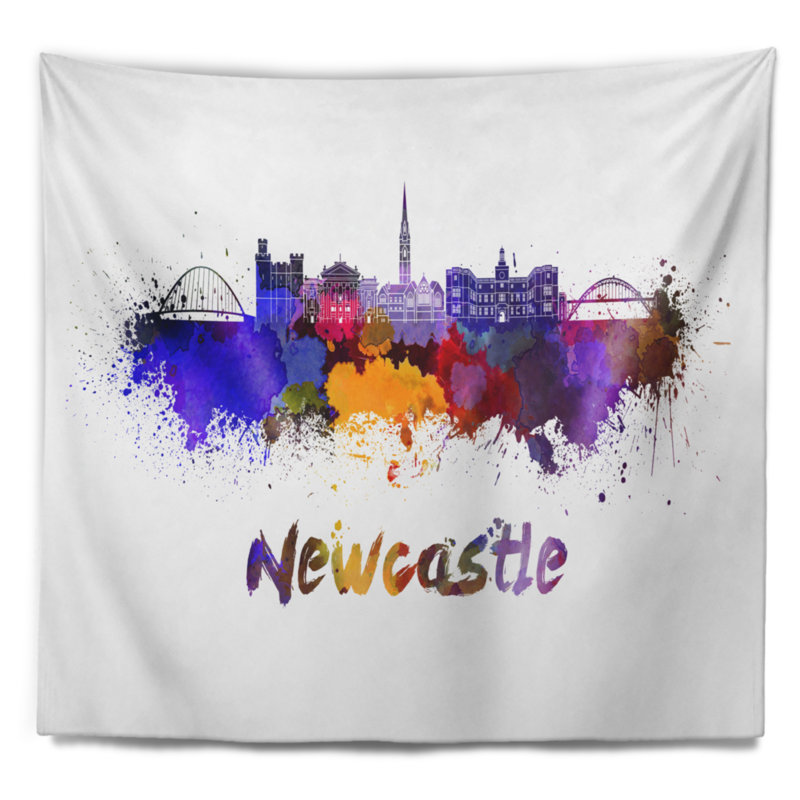 Tapisserie de skyline de newcastle Cityscape, H 32 po x l 39 po