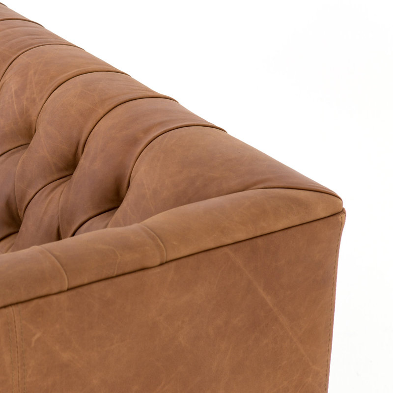Williams Leather Sofa-75"-Nat Wash Camel, Natural Washed Camel Genuine Leather