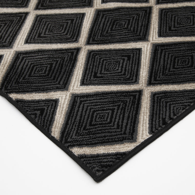 Caden Ebony Trellis Indoor Area Rug, Runner 2'2" x 16', Gray/Black/White