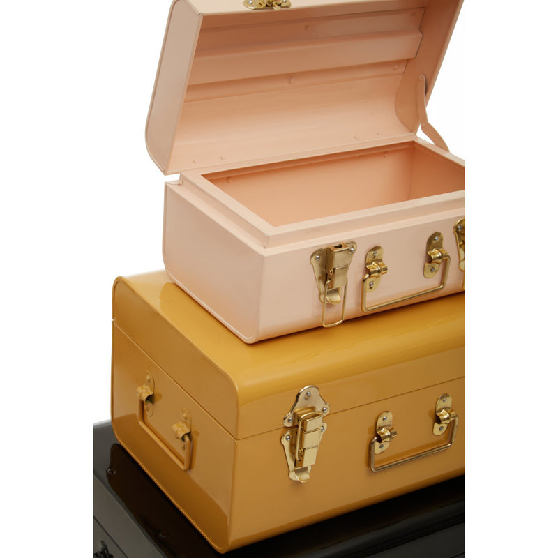 Forbush 3 Piece Accent Trunk Set, Almond/Apricot/Black