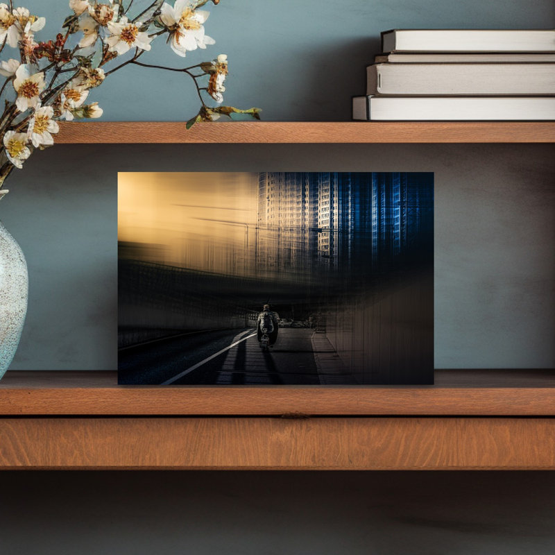 " Dynamic City Rider Abstract Modern Architecture City Wall Art Print " Print, 12" H x 18" W