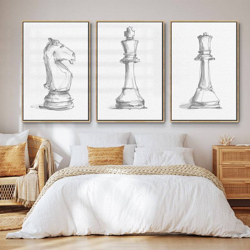 Étude d'échecs I 3 pièces, Naturel, H 40 po x l 78 po