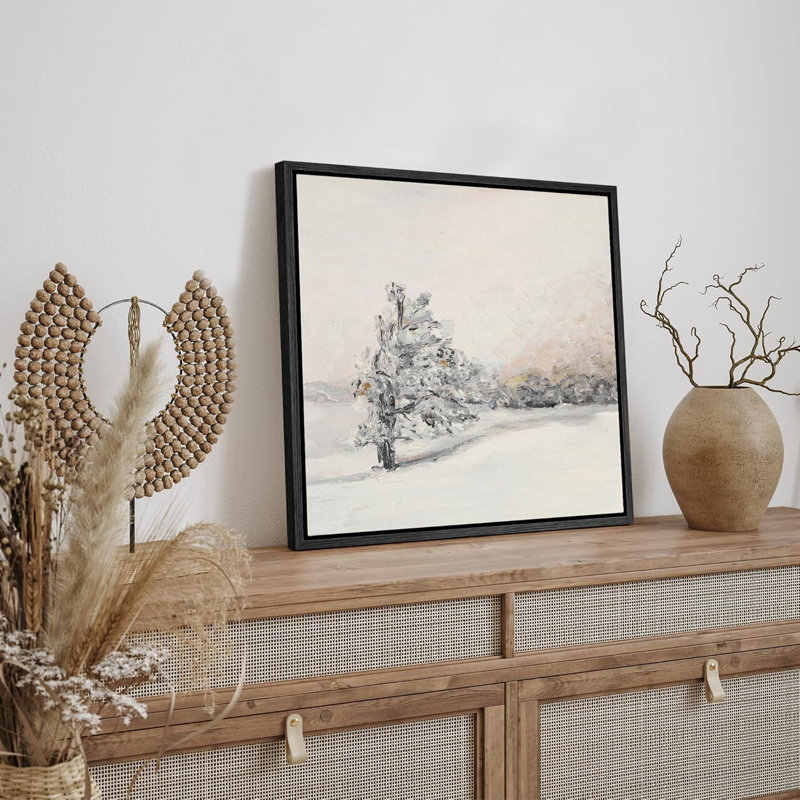 «Winter Wind Flowing The Tree Forest Landscape Snow Rustic», reproduction d'art sur toile encadrée, H 16 po x l 16 po