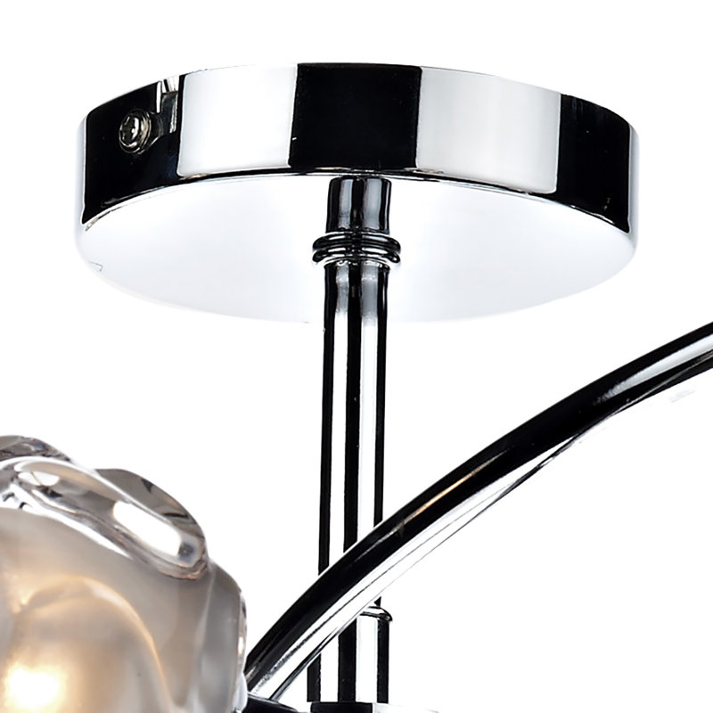 Mcdermott Glass Semi Flush Mount, Polished Chrome