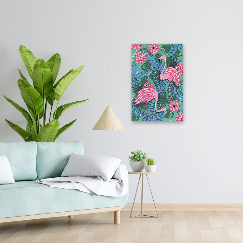 Flamants roses contemporains et BCBG, H 24 po x l 16 po