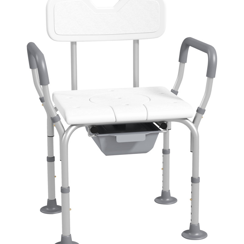 White Bath Seat For Elderly & Disabled, 31, Adjustable Height, Extra-Wide 31 Toilet - Non-Slip Pad