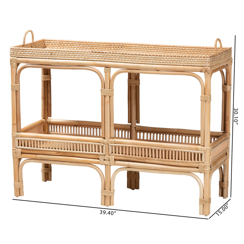 Lombok Modern Bohemian Rattan Console Table