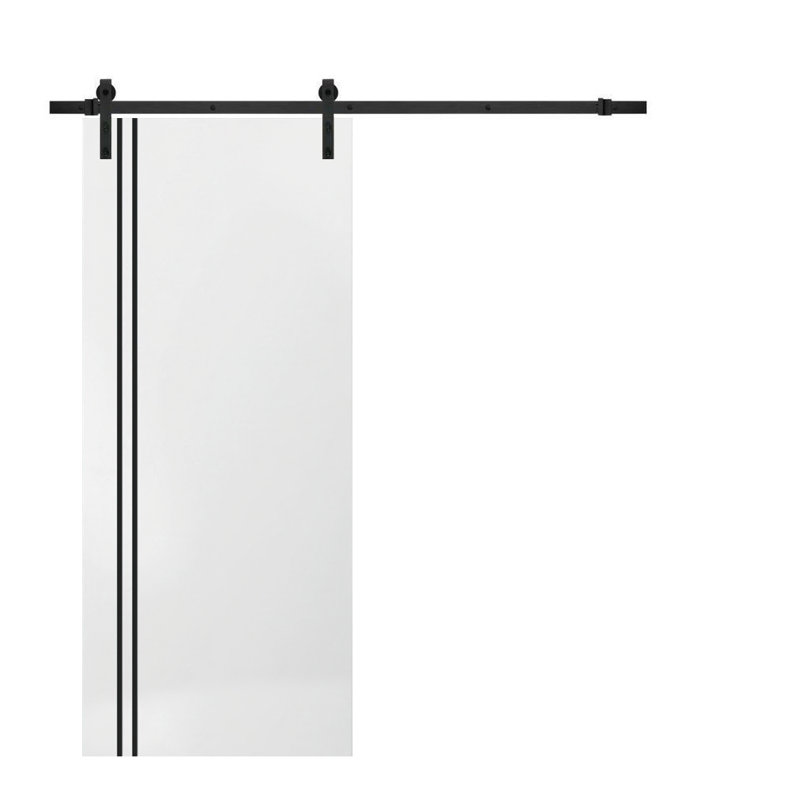 Porte de grange en bois massif massif, Satin blanc, 36 po x 84 po
