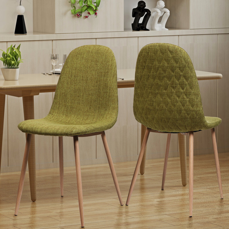 2 chaises en tissu pour table, pieds recouverts de fer et finition noyer, assemblage partiel, l 18,21 po x P 21,74 po, H 33,61 po