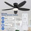 Ventilateur de plafond encastré 36/42/48 po à profil bas avec éclairage et télécommande-647977975-647977737
