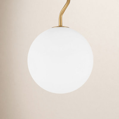 S-Curve Globe Pendant with White Jade Glass