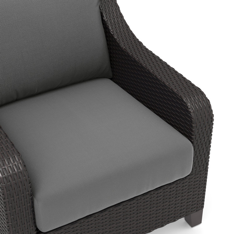 Ensemble d'extérieur en osier 4 pièces Rienelt - 2 chaises, 2 repose-pieds, Gris