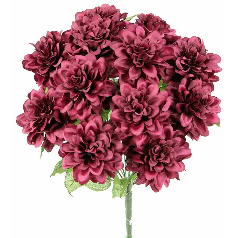 Ensemble de 12 coussinets de dahlia à fleurs artificielles, Raisin
