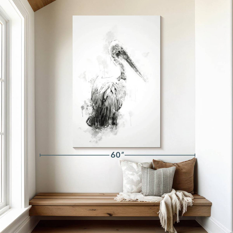 Pélican Brampt noir et blanc, H 51 po x l 34 po