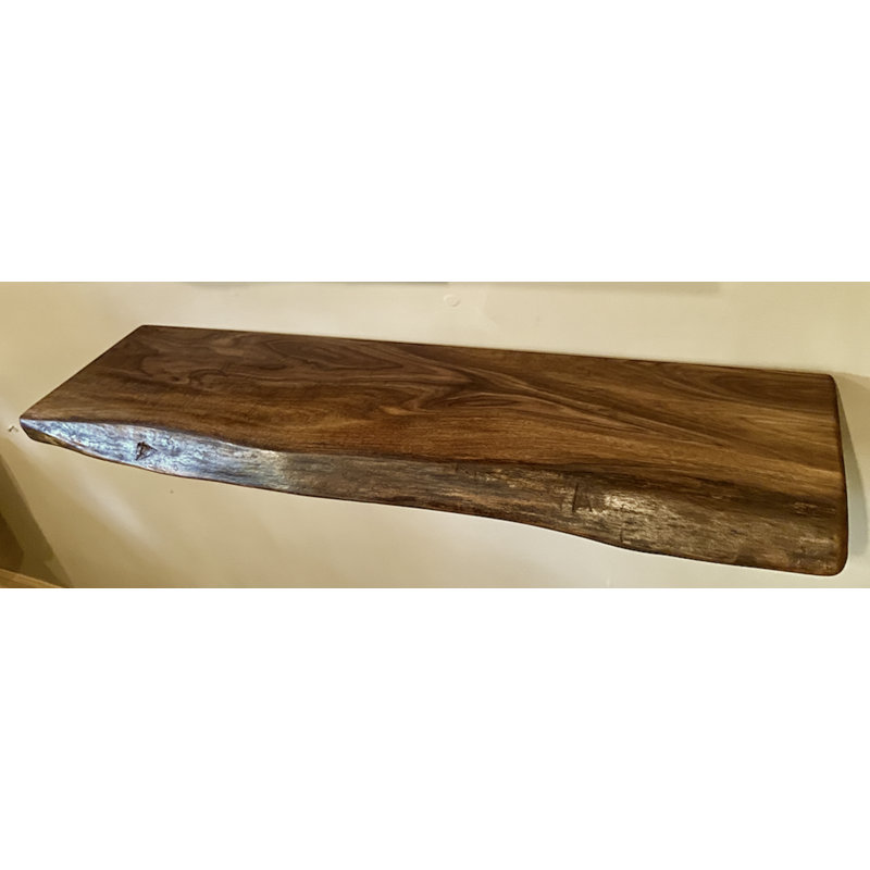 Walnut Floating Shelf with Live Edge, 2" H x 54" W x 12" D