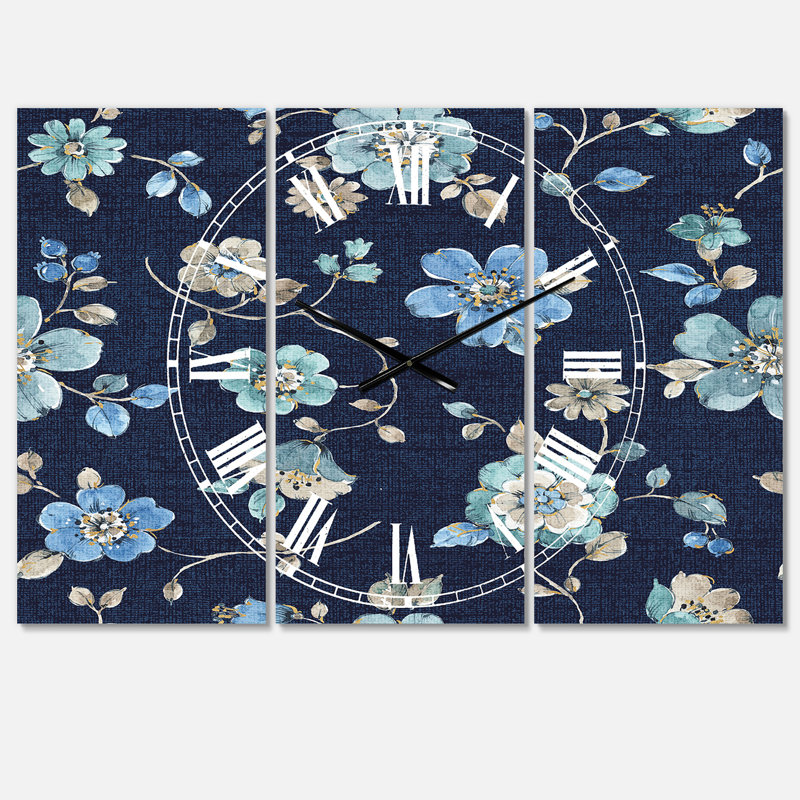 Indigold fleur métallique motif - horloge murale traditionnelle