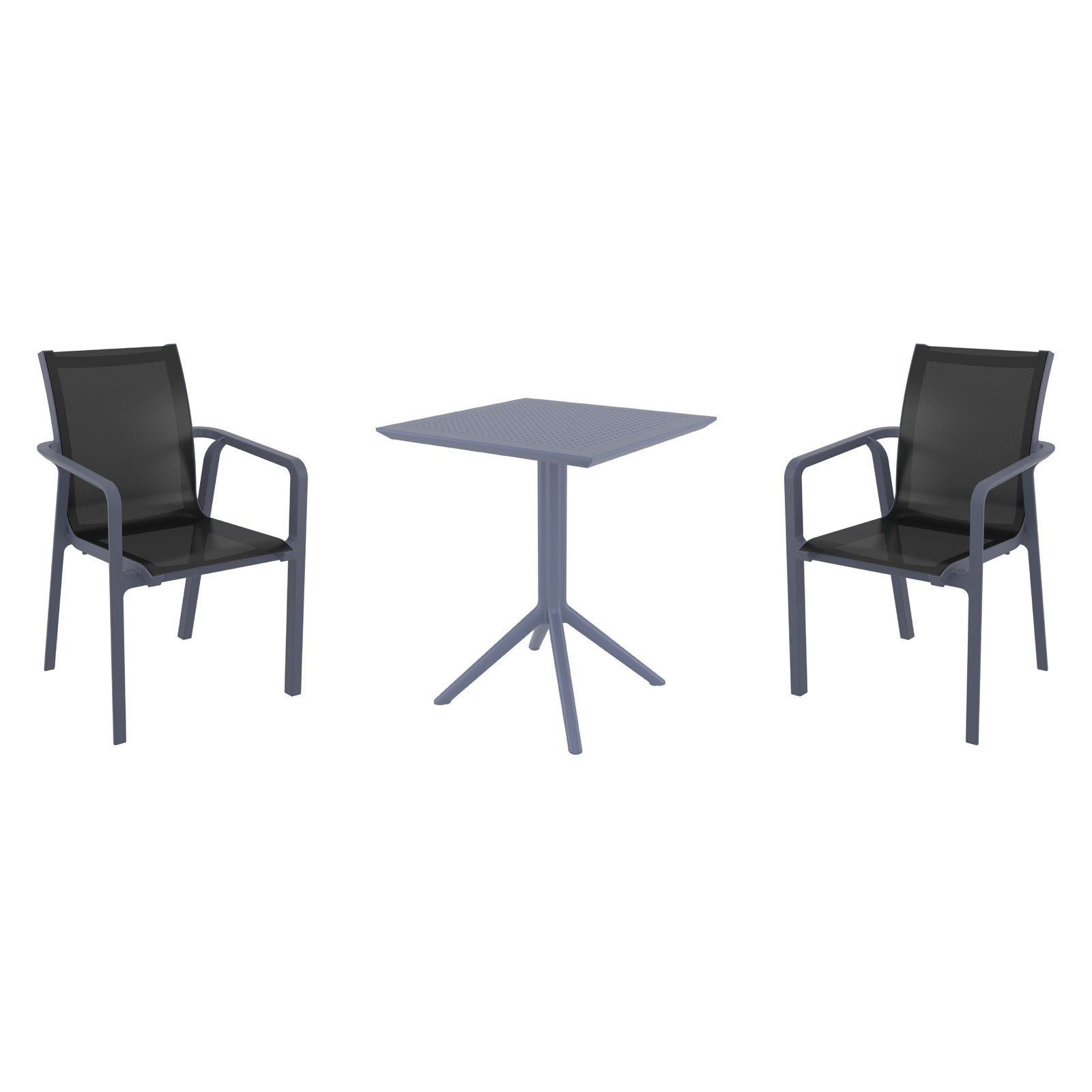 Farrah 24" Patio Bistro Set, Black/Dark Gray