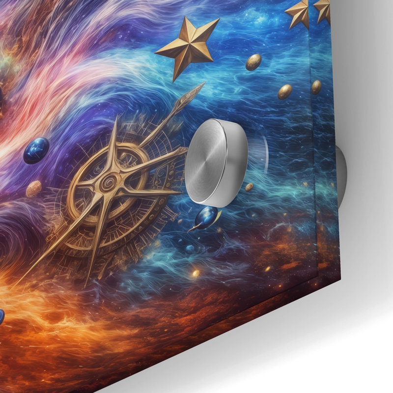  Art mural en verre «Celestial Time Keeper 1» par Rey Klimt, H 24 po x l 24 po x P 0,2 po