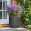 Concrete Effect Frostproof Outdoor Plant Pot, Garden Flower Pot, Cylinder Round Garden Planter with Drainage Holes, Outdoor Planter with Ribbed Pattern-93635350-93635348