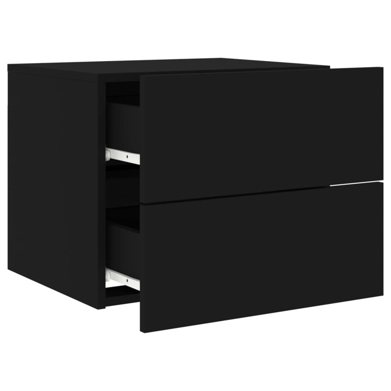 Bonts 50cm W Engineered Wood Bedside Table, Set of 2, Black