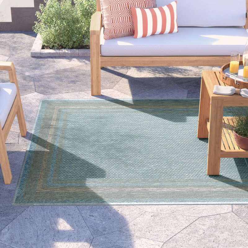 Tapis intérieur / extérieur Sevinc, Teal, Rectangle 8' x 11'4"