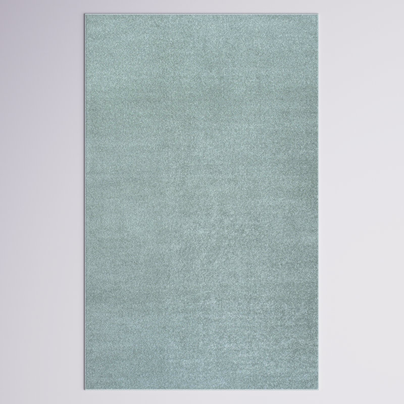 Arzel Solid Low-Pile Aqua Blue Rug, Rectangle 7'9" x 10'