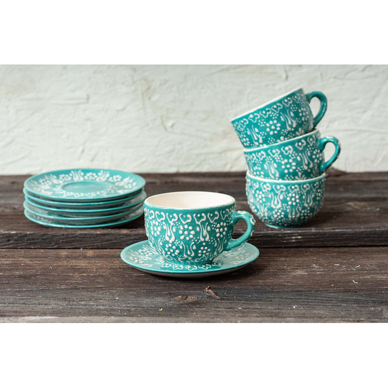 Hand Painted Ceramic Ceramic, 2.5 oz, Green
