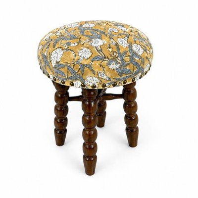 Tabouret de bar rembourré avec cadre en bois d'acacia massif Spindle