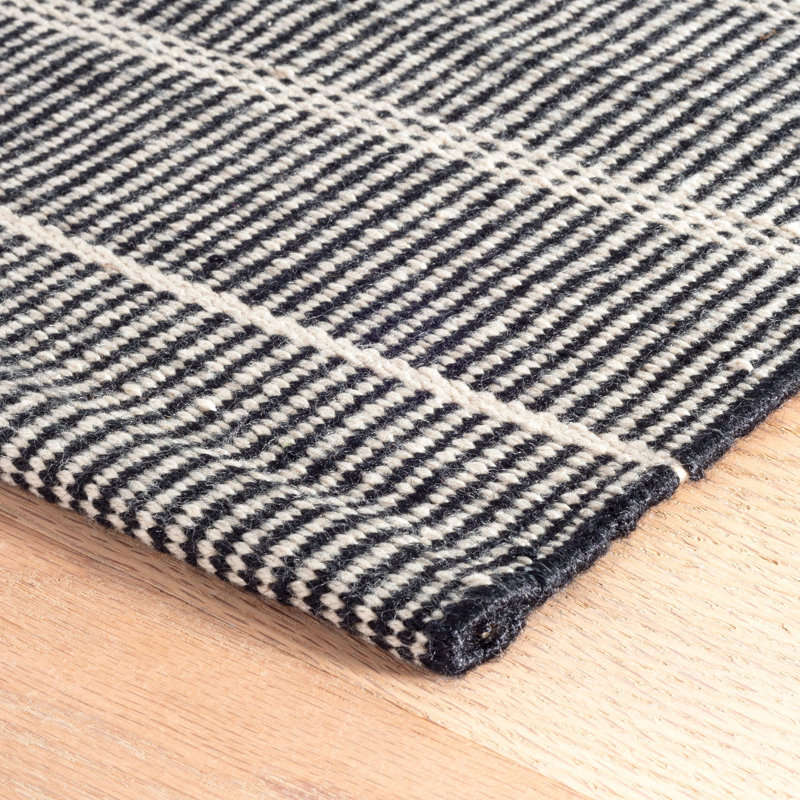 Samson Black Handwoven Indoor/Outdoor Rug, Rectangle 3' x 5'