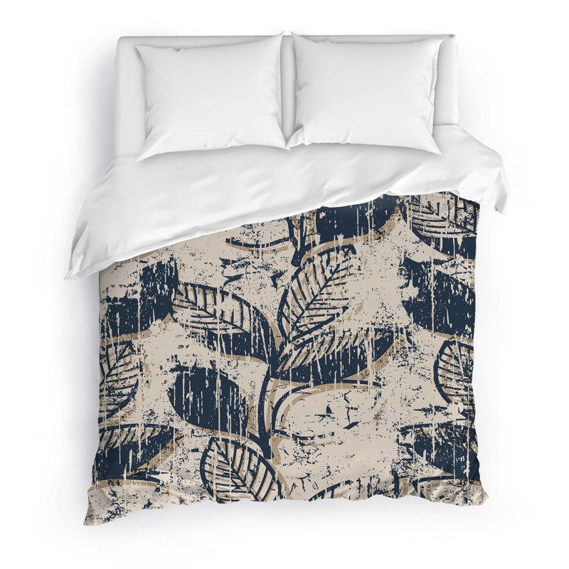 Twig Leaves Polyester Twill Duvet Cover, King Duvet Cover + 2 Pillow Cases