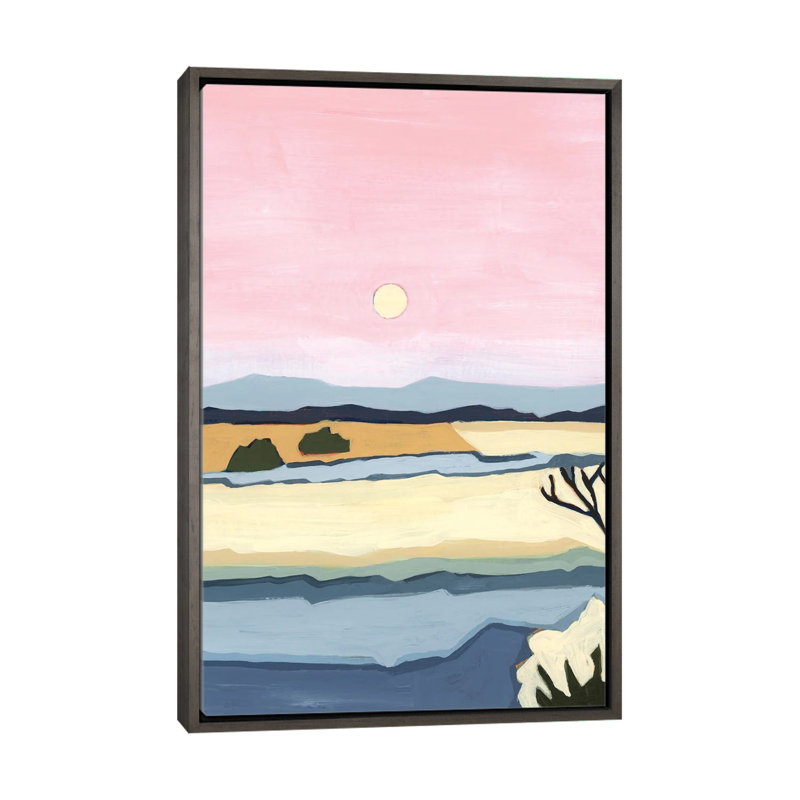 «Pink Sunset Over Villacuri», 2023 - reproduction d'art murale - toile encadrée, 60 po x 40 po, Toile avec cadre, Gris