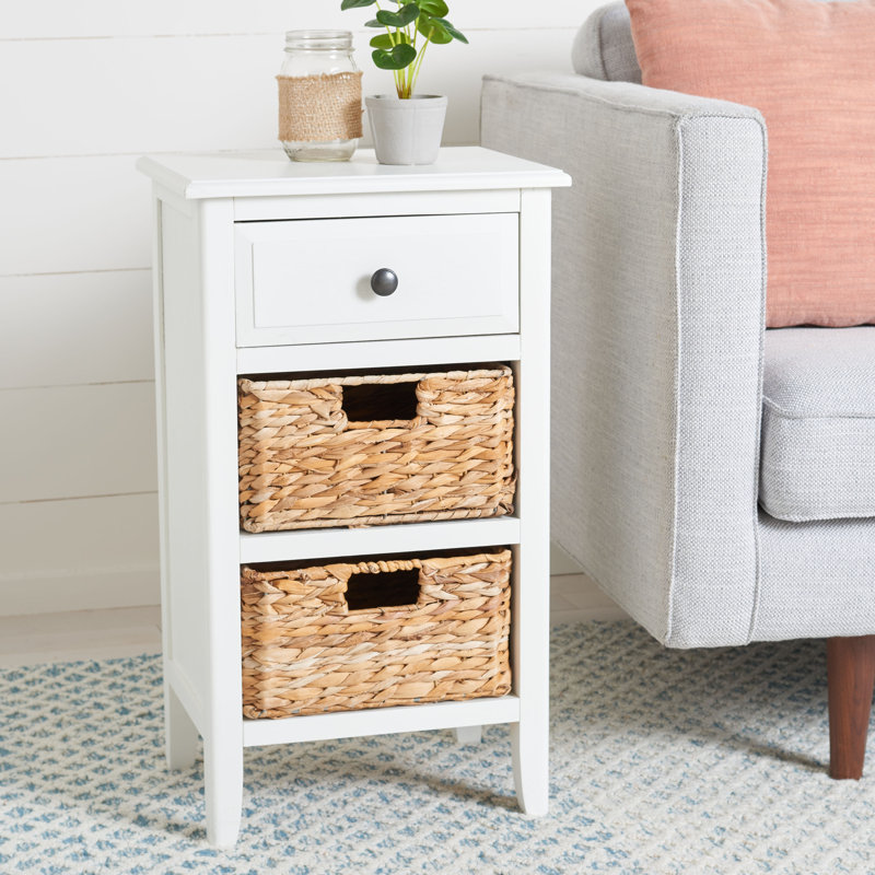Santa Cruz Side Table with Storage, Vintage White