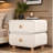 Modern Nightstand with 2 Sliding Drawers, Minimalist Wooden Bedside Table with Microfiber Leather, Small Storage for Bedroom
