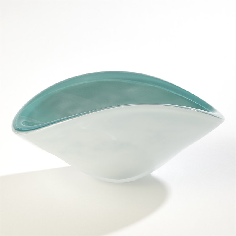 Handcrafted Pinched Orange Glass Bowl - 4.25" H x 10.5" W