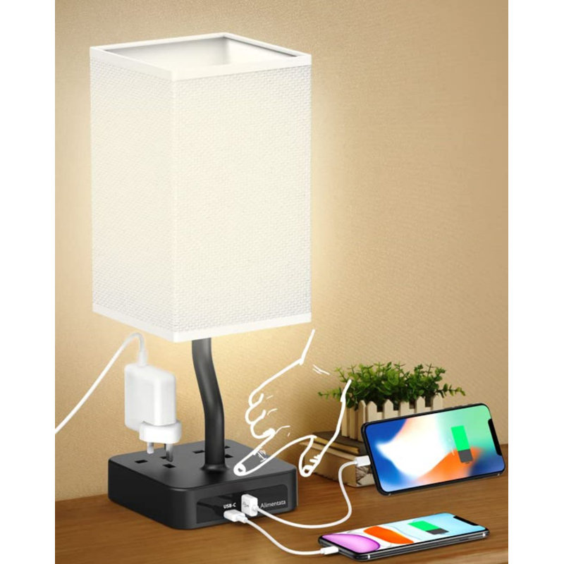 Lyndol USB Table Lamp, White
