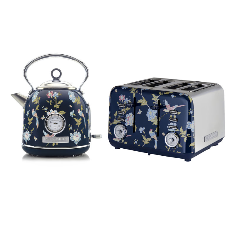 Laura Ashley 1.7L Electric Tea Kettle & 2 Slice Toaster, Elveden Navy