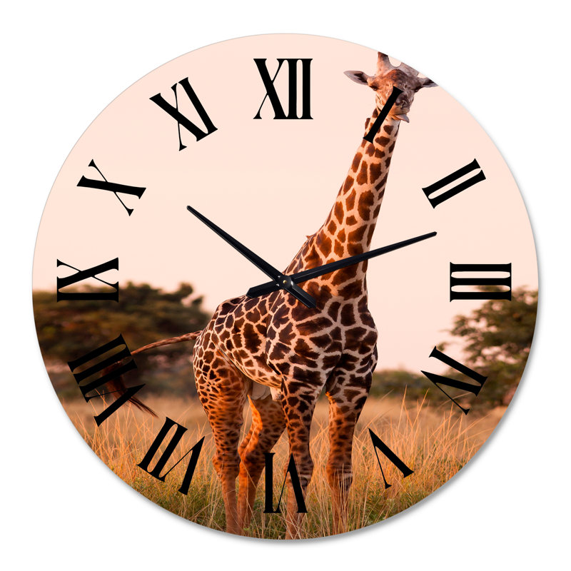 Girafe africaine dans la nature - horloge murale, Grand