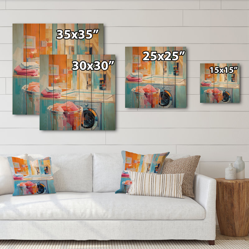 Jannatpreet Laundry Abstract Reflections I on Wood Print, H 25 po x l 25 po x P 0,78 po
