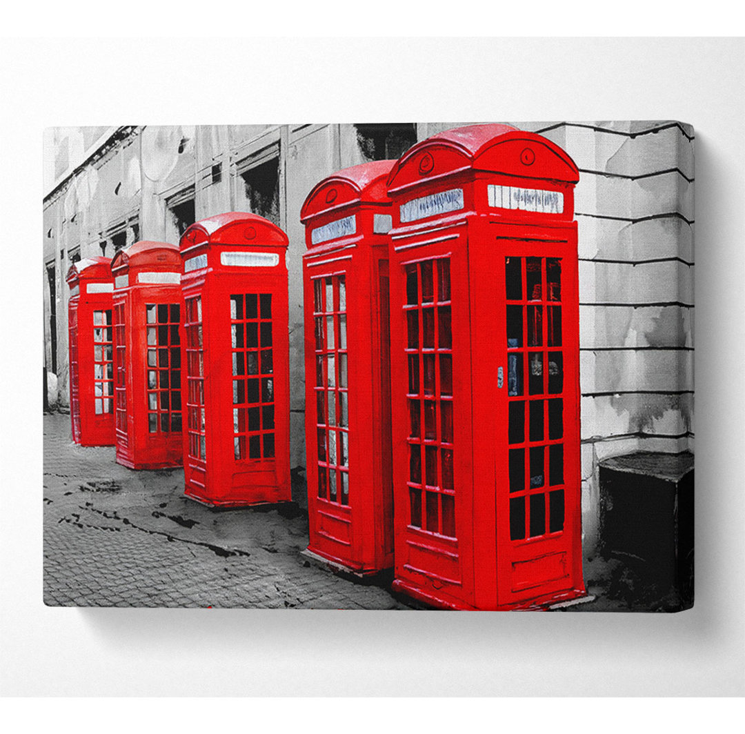 Londoner rote Telefonzellen - Kunstdrucke auf Leinwand - Wrapped Canvas