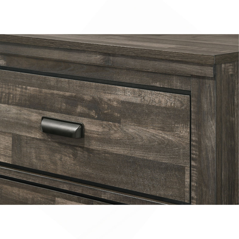Mobilier de chambre à coucher 1 tiroir rustique contemporain à cinq tiroirs de rangement, Brun antique