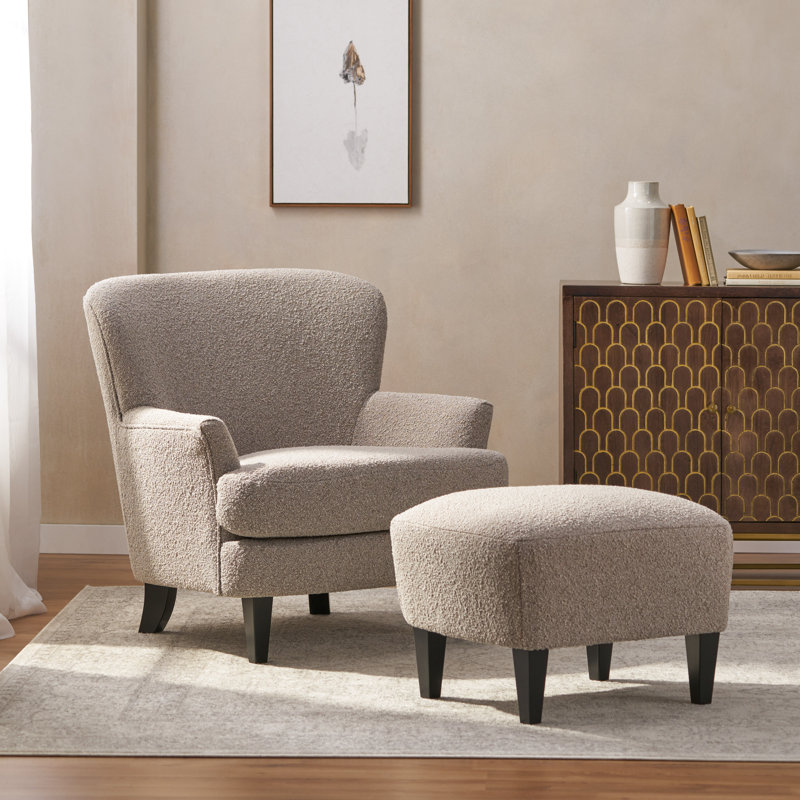Kamiyla 33'' Wide Armchair and Ottoman, Stone Gray, No
