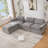 U Shaped Modular Sectional Sofa With Storage Console & Wireless Charging-1396069897