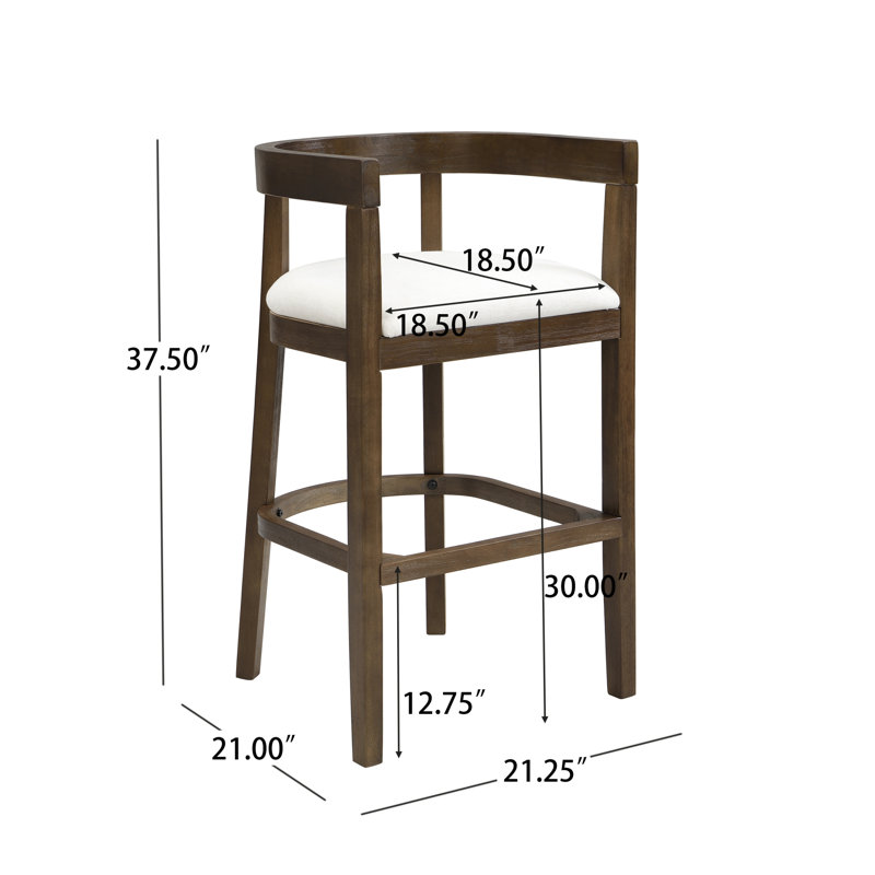 Upholstered Counter Stool with Solid Wood Frame, Noyer, 37.5