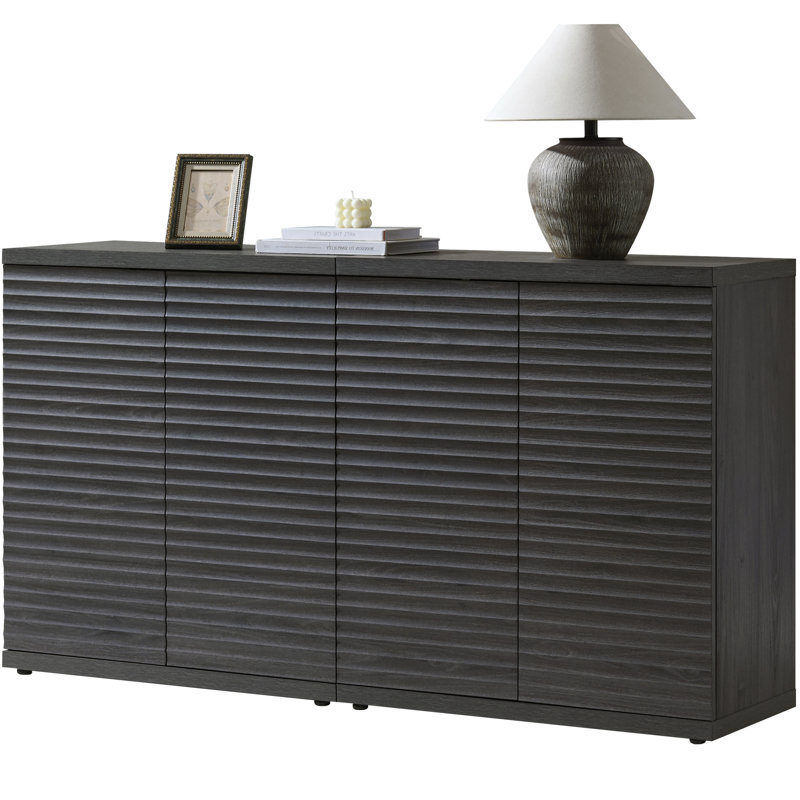 Cesiro 30.9'' W Sideboard With Adjustable Shelves And Doors, Dark Gray Alder, 3