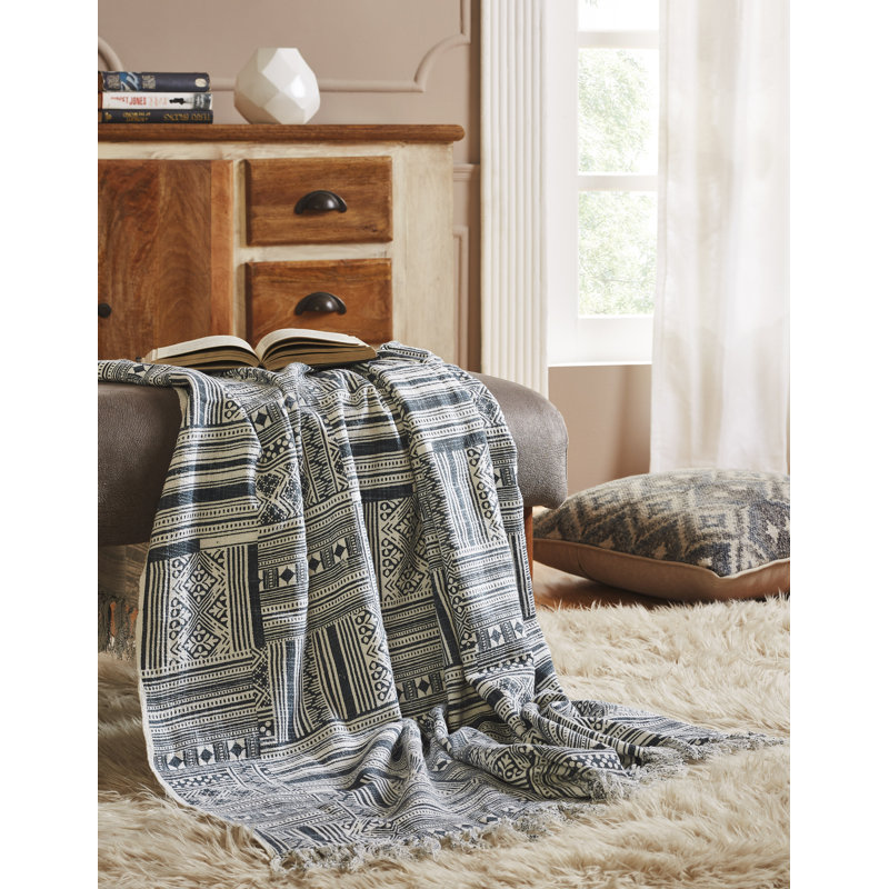 Hand Woven Cotton Decorative Patchwork Throw Blanket