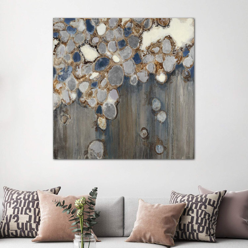 Indigo Oyster Shells par Liz Jardine, reproduction d'art sur toile tendue, H 48 po x l 48 po x 1,5 po, Toile tendue