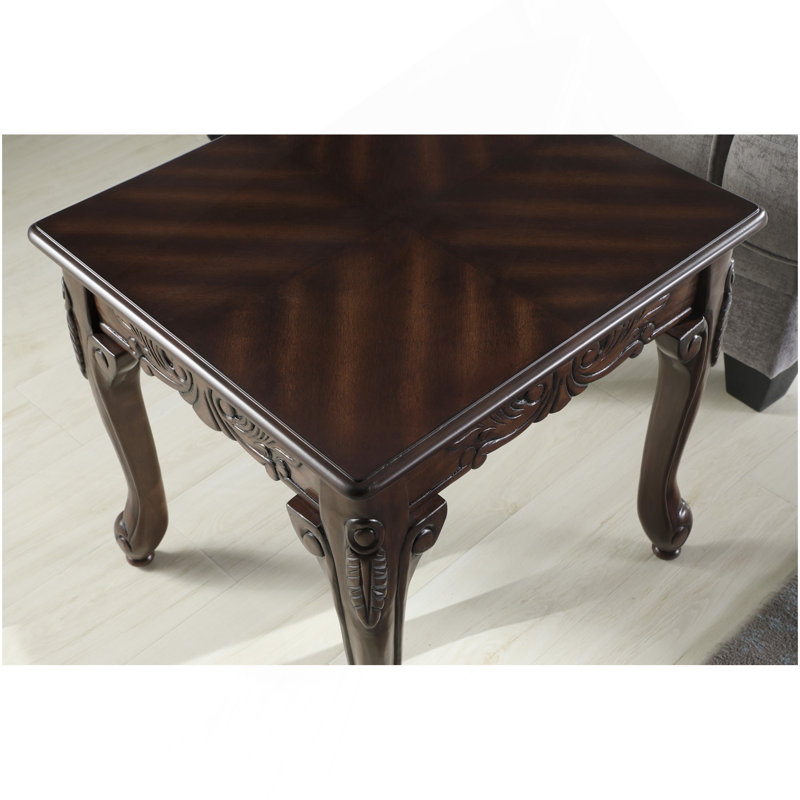 3Pc Dark Cherry Finish Coffee & End Table Set