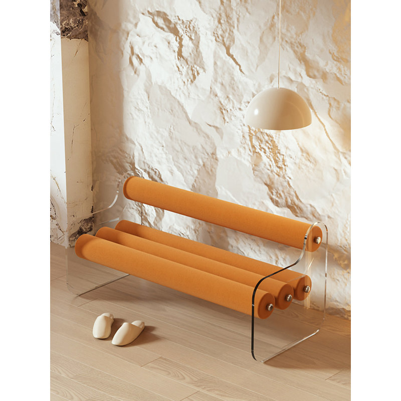 Banc de lit tapissier en acrylique transparent, Orange