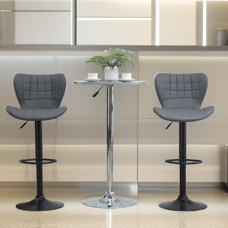 Swivel Upholstered Adjustable Height Bar Stool
